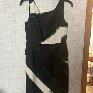 Beth Bowley One Shoulder Dress in Green and Black